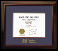 Mahogany finish wood diploma frame with custom foil embossing - Horizontal